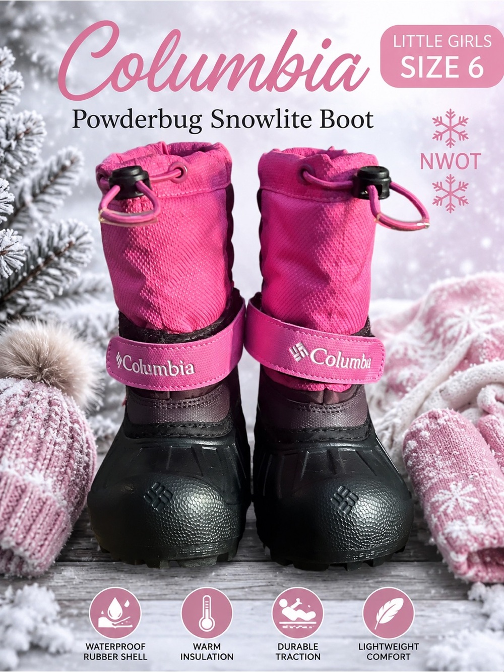 Columbia NWOT Powderbug Snowlite BootsLittle Girl SZ 6